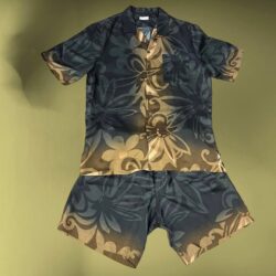 Dries Van Noten Size 50 Viscose Embossed Shirt WIDE LEG CULOTTE Short set 00012