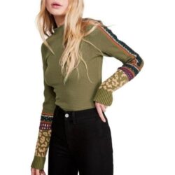 New! FREE PEOPLE Switch It Up Thermal Top Stretchy Color Army Green Size XS