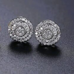 3ct Diamond 14K White Gold Mens Earrings Guys Round Studs Jewelry 3 ct 14 Karat