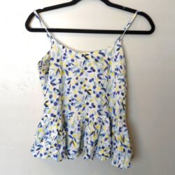 Old Navy Blue & Yellow Cherry Pattern Peplum Tank Top S