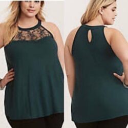 Torrid Green Lace Inset High Neck Tank Top 2X