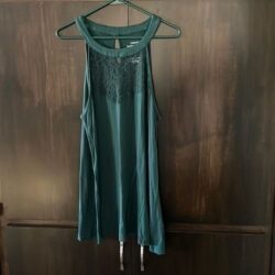 Torrid Green Lace Inset High Neck Tank Top 2X