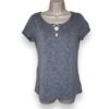 Modcloth Crisscross Notch Ribbed Tee Shirt Black White Stripe Women Medium Gray