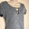 Modcloth Crisscross Notch Ribbed Tee Shirt Black White Stripe Women Medium Gray - Image 2