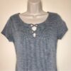 Modcloth Crisscross Notch Ribbed Tee Shirt Black White Stripe Women Medium Gray - Image 3