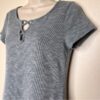 Modcloth Crisscross Notch Ribbed Tee Shirt Black White Stripe Women Medium Gray - Image 4