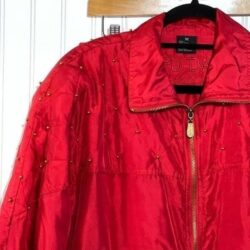 Vintage Fuda International Silk Track Suit Women’s Medium Red And Gold NWT Lined