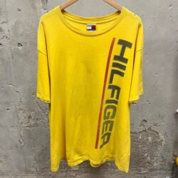 Tommy Hilfiger Yellow Vintage Y2K 00s Spellout Logo Oversized Graphic Tee XL