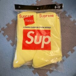 Supreme x Hanes crew Flourescent Yellow socks (4 pairs)