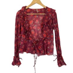 Free People Amanda ruffle wrap top floral – XS