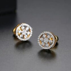 2ct Diamond Mens Stud Earrings 18K Gold Guys Round Circle Studs Jewelry 2 ct 18