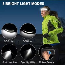 Two (2) COB Headlamp USB Recha