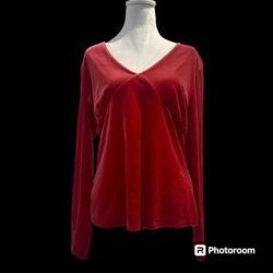 INC Crushed Velour V-Neck Long Sleeve Top – Size XL