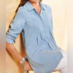 Soft Surroundings Revellet Tencel Shirt. Light Chambray. XS