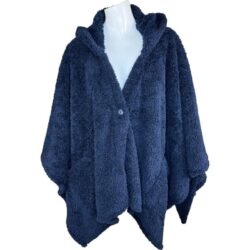 Bumblebella by Jill Martin Cotton Candy Plush Hooded Wrap Navy One Size Missy