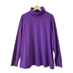 Lands’ End Cotton Mock Neck Pullover Turtleneck Long Sleeve Shirt Purple 2X