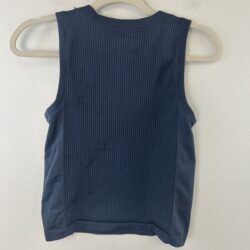 Athleta Tank Top Womens XS Crop Ribbed Sleeveless Navy Crew Neck Activewear Gym