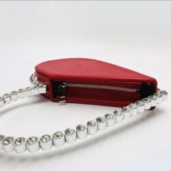 NEW! Red Diamond Heart Evening Clutch With Reinstones