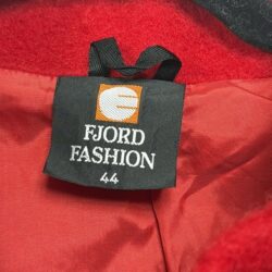 (W3) VTG FJord Fashion Wome Fair Isle Nordic Red Felt Zip Boiled Wool Coat,Sz 44