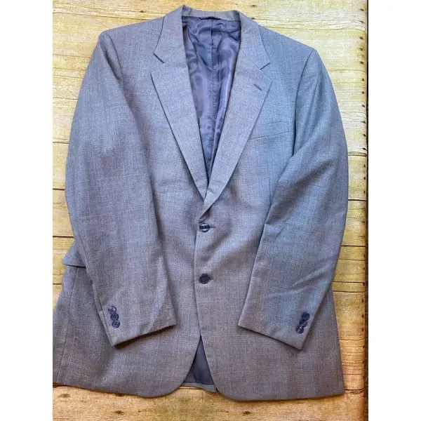 Etienne Caron New York Paris Blue Houndstooth Men's Blazer Size 44L Blue Gray