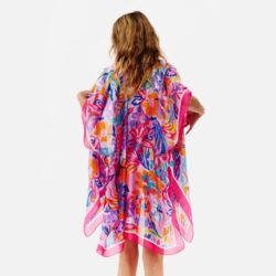 Lightweight Painterly Satin Watercolor Flower Print One Size Kimono