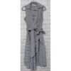 CALVIN KLEIN Striped Floral Embroidered WRAP DRESS SZ 12