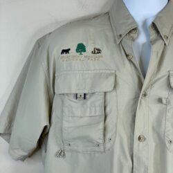 Columbia PFG Mens GORPCORE Hiking Shirt S Beige Outdoor OMNISHADE Smokies Logo