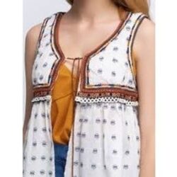 Zara Boho Embroidered Vest Ope