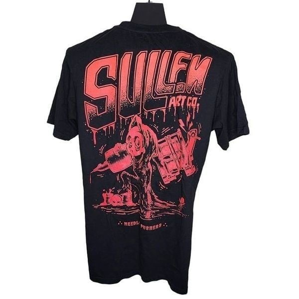 Sullen Needle Pushers Tattoo Short Sleeve Mens TShirt Mens Size M Black