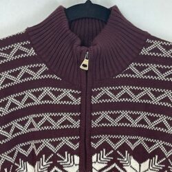 NWT Weatherproof Pullover Sweater Men’s Size L Deep Burgundy Nordic 1/4 Zip