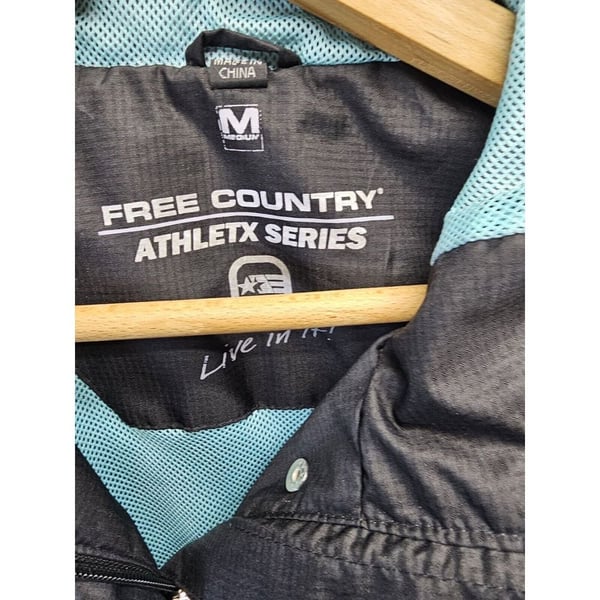 FREE COUNTRY ATHLETX SERIES Windbreaker Jacket Medium Black White Zip Snap