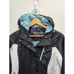 FREE COUNTRY ATHLETX SERIES Windbreaker Jacket Medium Black White Zip Snap