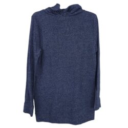 Lou & Grey Cowlneck Sweater Pullover Top Medium Black Heathered, Pockets Front
