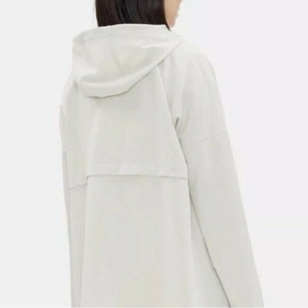 EILEEN FISHER Hooded ALine Coat Ivory Bone Recycled Polyester Rain Jacket Medium