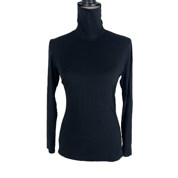 Cuyana Black Turtleneck Slim Fit Shirt Pima Cotton Blend Women’s Size Medium