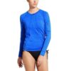 Athleta Women's Medium Tall Pacifica UPF Top Rashguard Surf Zip Pocket Blue