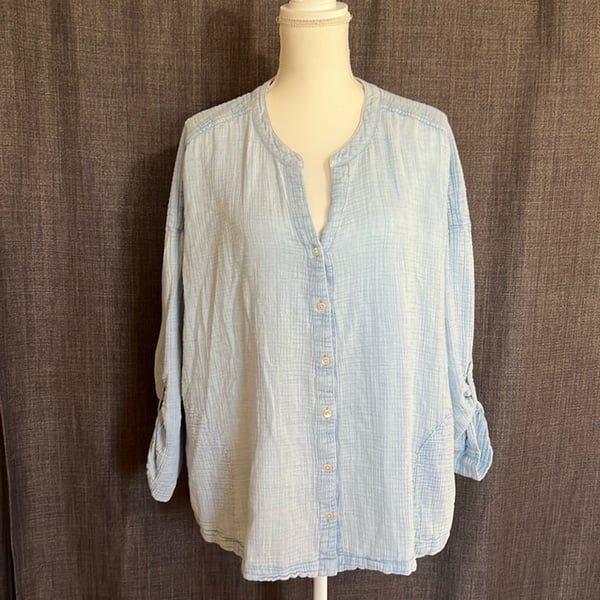 Pure Jill linen cause blue tunic with pockets size 2X