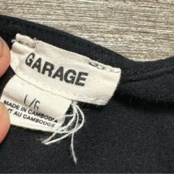 Garage Black Square Neck Short Sleeve Shirt Size Large