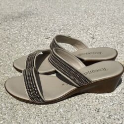 Toscanella | Size 8 | Womens Wedge Bead Embroidered Cream Sandals Made in Italy