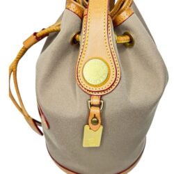 Dooney & Bourke Canvas Leather Small Drawstring Bucket Bag Made in Usa -Vintage