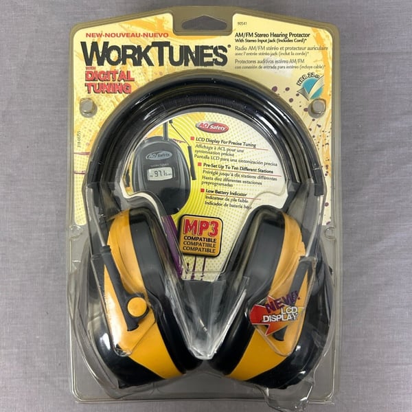 Work Tunes Headphones Radio AM/FM LCD Screen Digital Tuning AO Safety READ