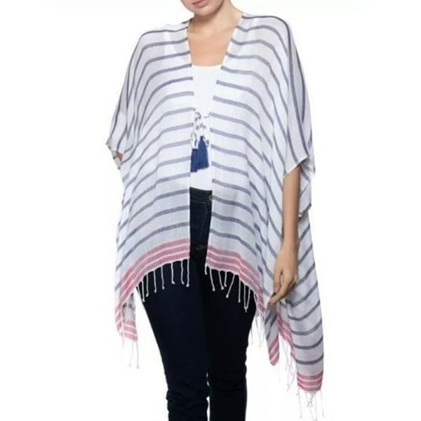 INC Women’s White & Navy Striped Tie Topper O/S (MSRP $49)