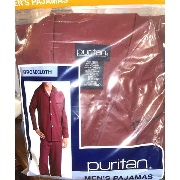 Puritan Mens Broadcloth Pajamas Medium Maroon Set