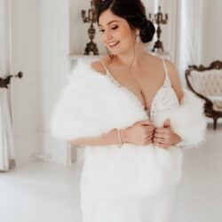 Pure white faux fur bridal wrap