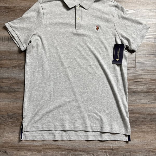 U.S.Polo Assn. Mens Interlock Polo Shirt Light Heather Grey Men’s Large BNWT