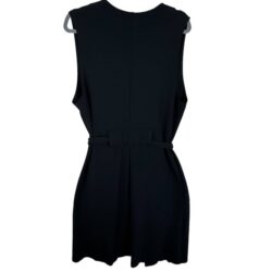 Brynn Walker Black Open Heavy Knit Waist Tie Duster Vest Made In USA Size S