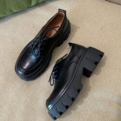 Size 7.5 Chunky Leather Lace Up Oxford Shoes for Women