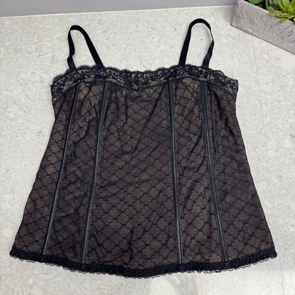 Torrid Womens Plus Lace Crop Corset Size 1 Black Boning Lined EUC