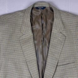 JOSEPH & FEISS GOLD Blazer 52R Houndstooth Jacket Wool Silk Viscose Brown Fall