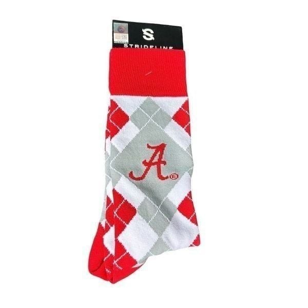 Strideline University of Alabama Argyle Crew Socks Crimson Tide Unisex